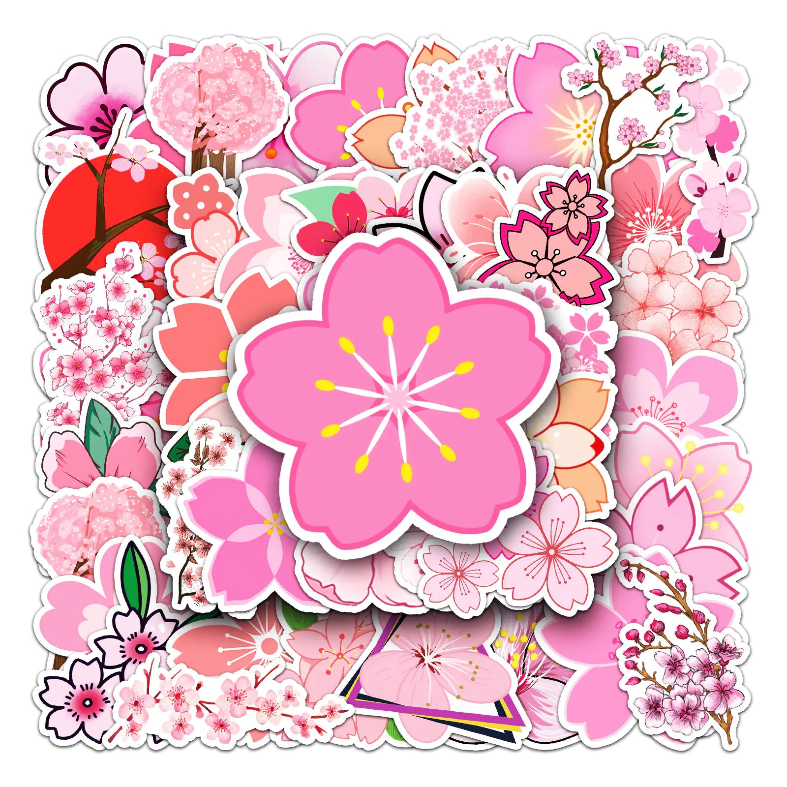 50 Cherry Blossom Graffiti Stickers for DIY Projects