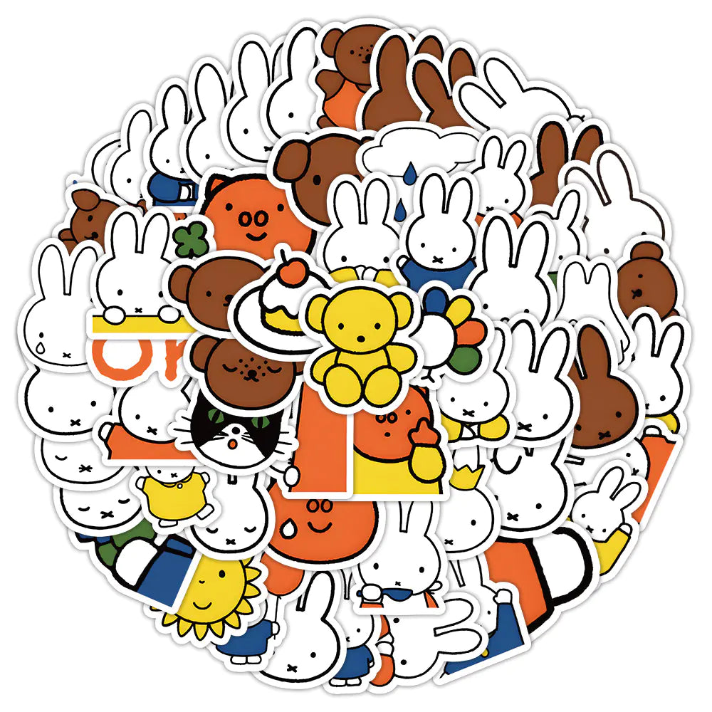 55 PCS Miffy Rabbit Waterproof Decorative Stickers