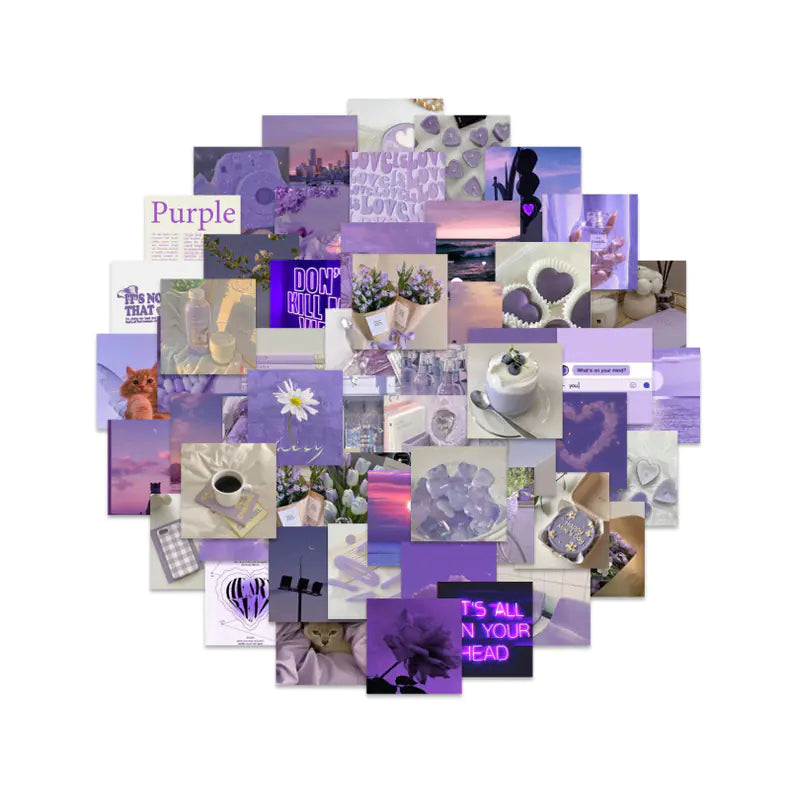 63 PCS Purple Scenery Waterproof Decorative Stickers