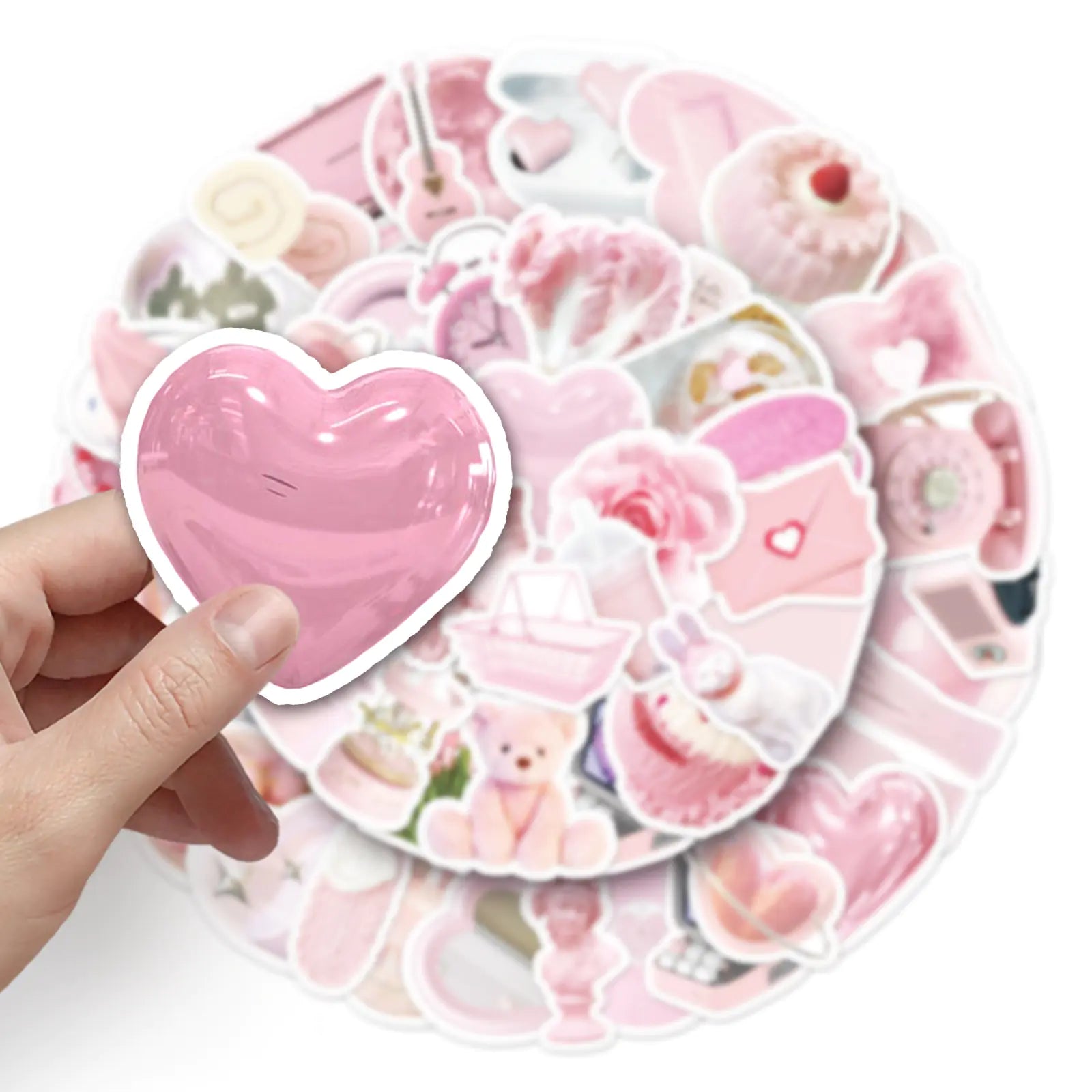 50 PCS Pink Doodle Waterproof Stickers for DIY