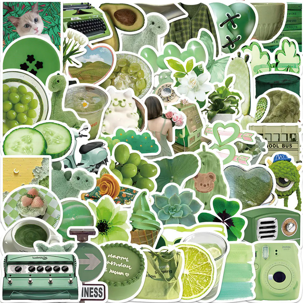 60PCS Waterproof Green Graffiti Stickers for DIY Projects