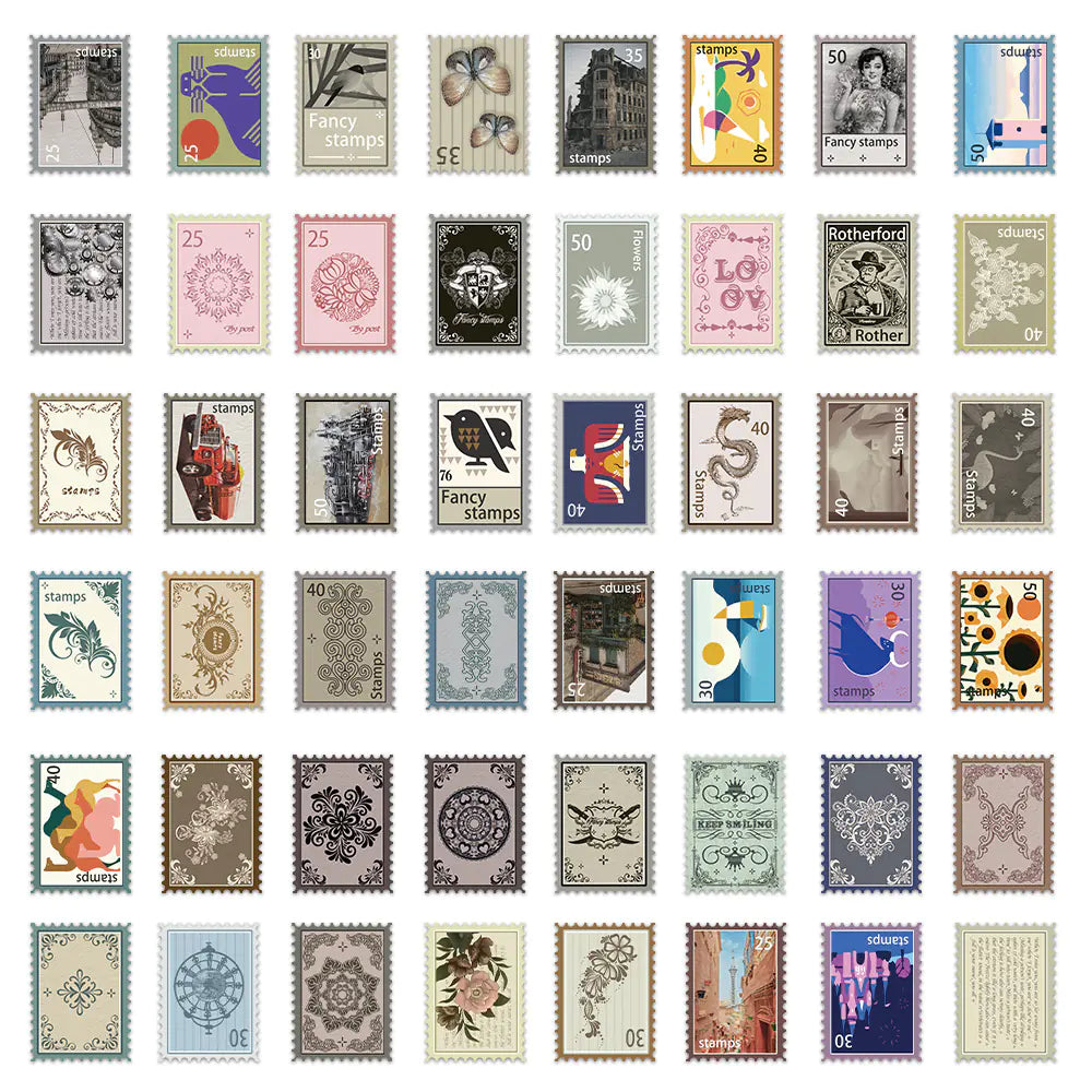55 PCS Retro Art Postal Stickers for Phones & Notebooks