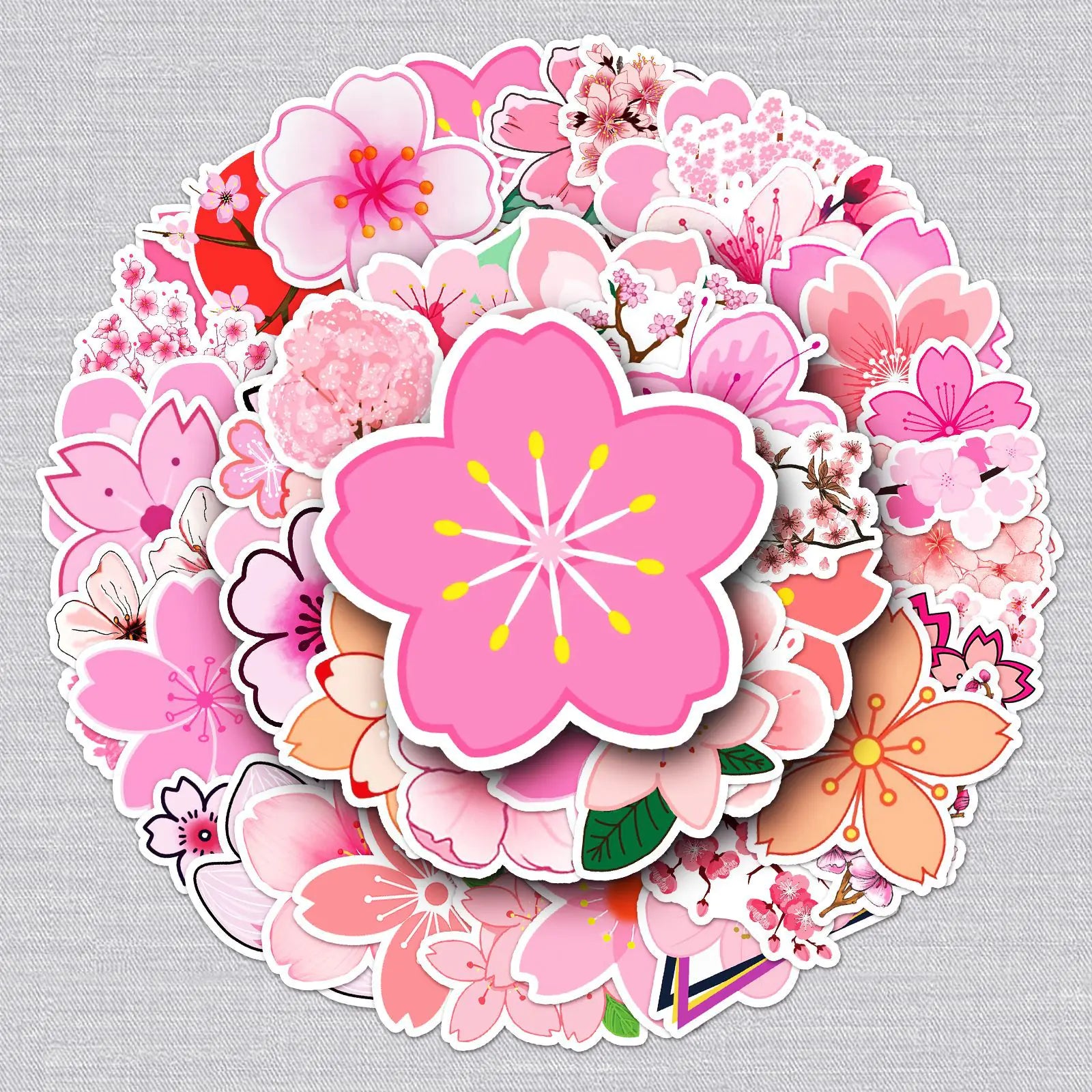 50 Cherry Blossom Graffiti Stickers for DIY Projects