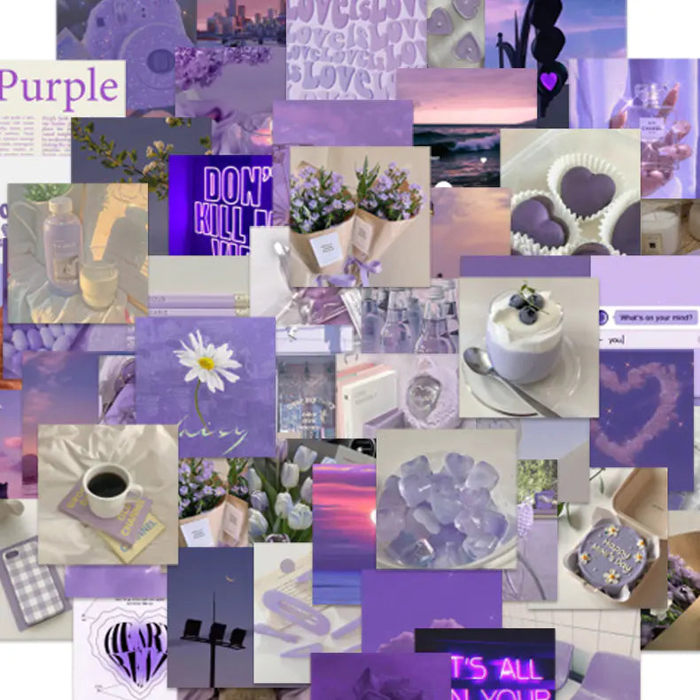 63 PCS Purple Scenery Waterproof Decorative Stickers