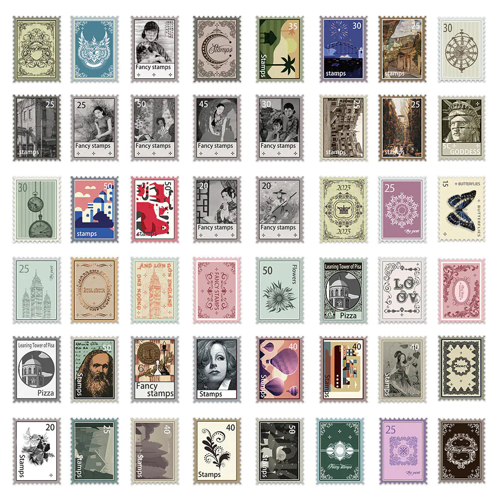 55 PCS Retro Art Postal Stickers for Phones & Notebooks