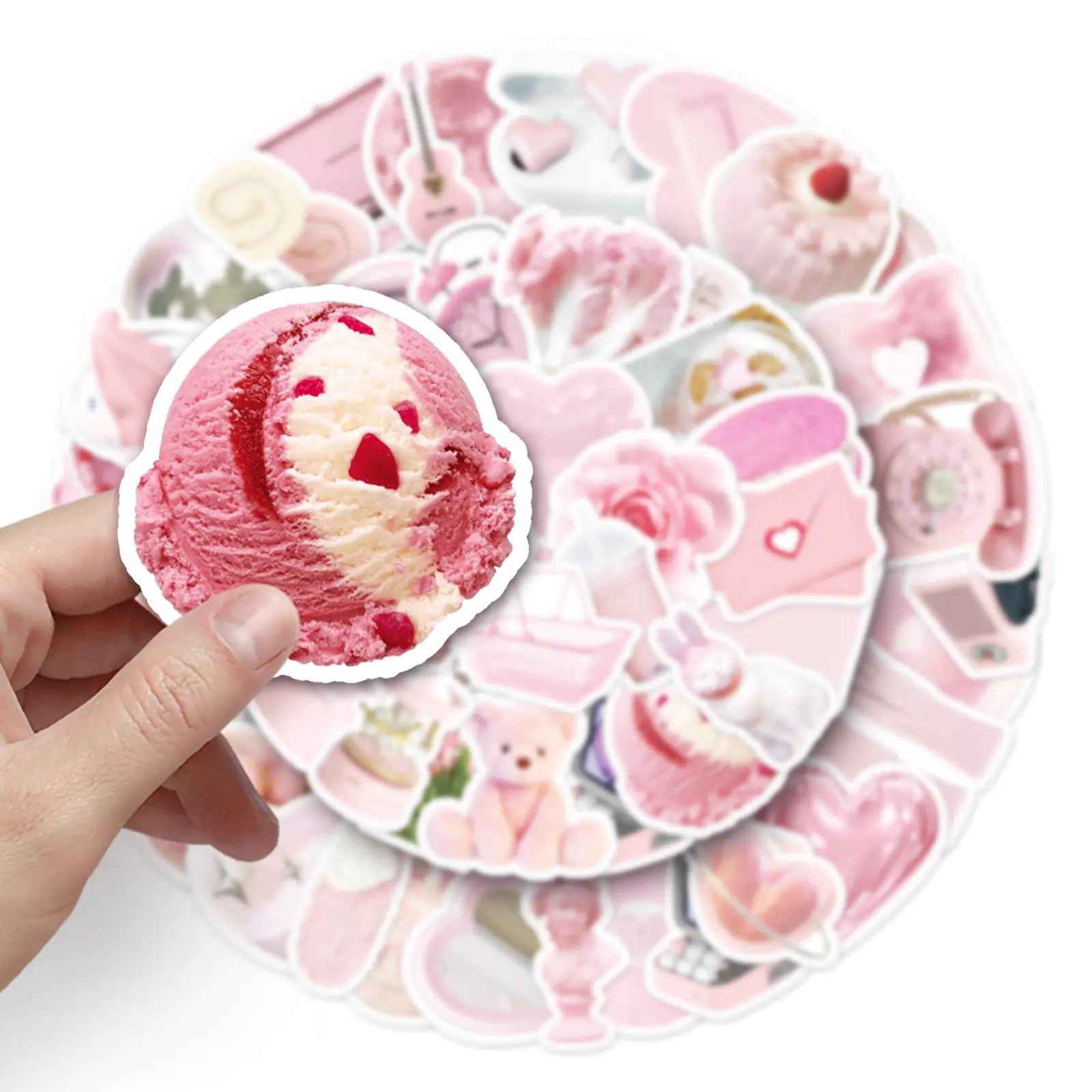 50 PCS Pink Doodle Waterproof Stickers for DIY