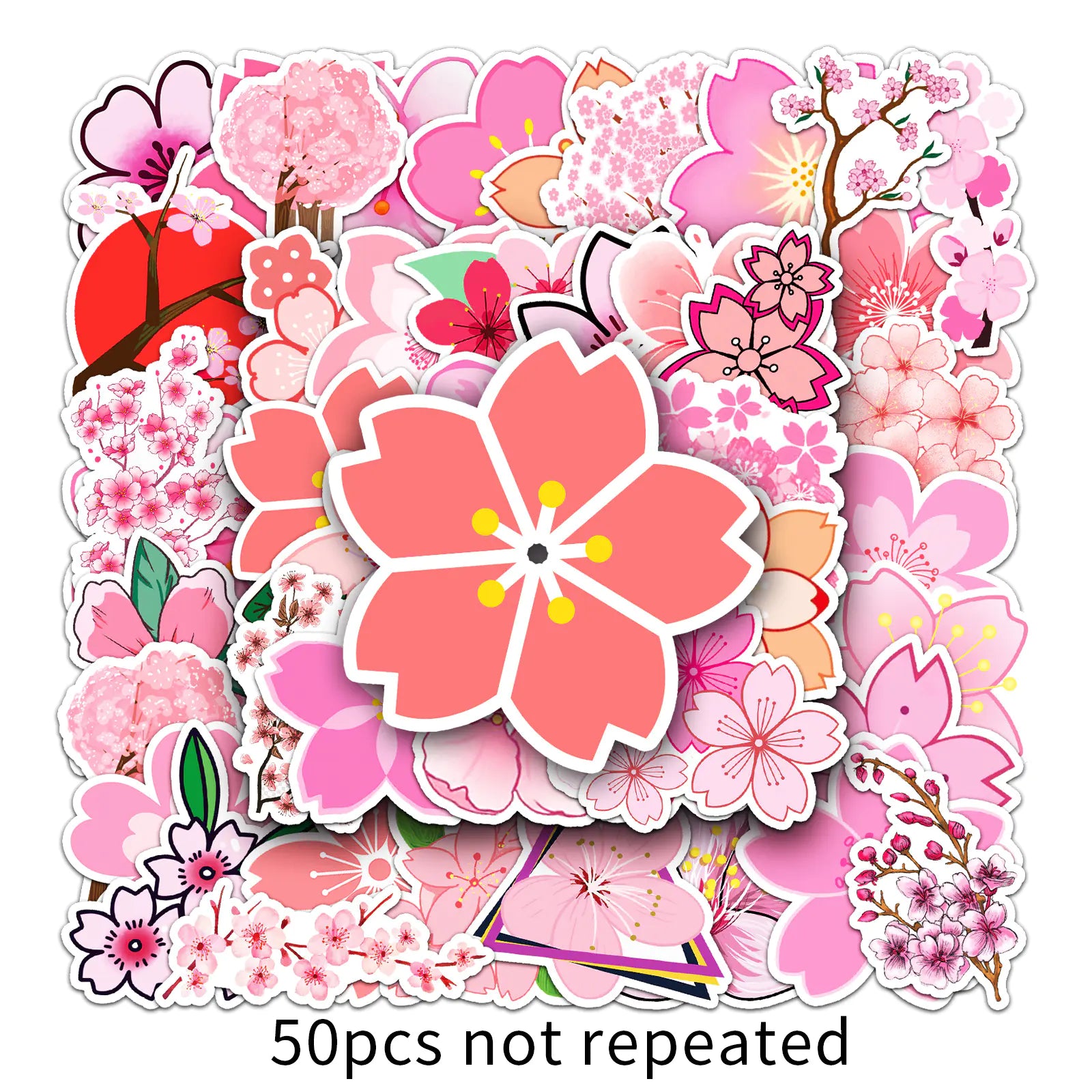50 Cherry Blossom Graffiti Stickers for DIY Projects