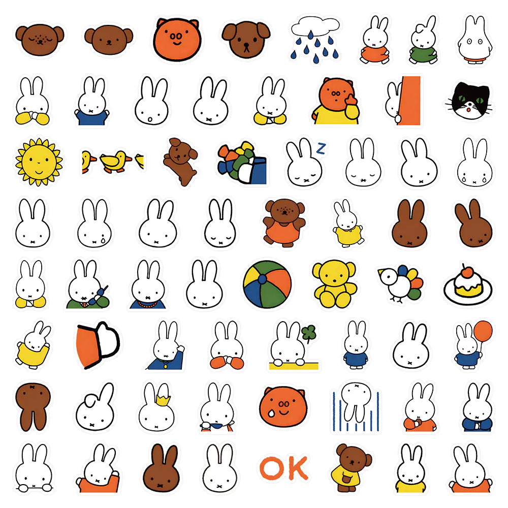 55 PCS Miffy Rabbit Waterproof Decorative Stickers